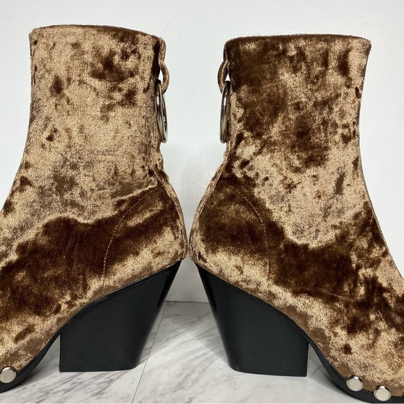 New! Jeffrey Campbell Walton Brown Velvet Western Bootie 5 - Picture 9 of 15